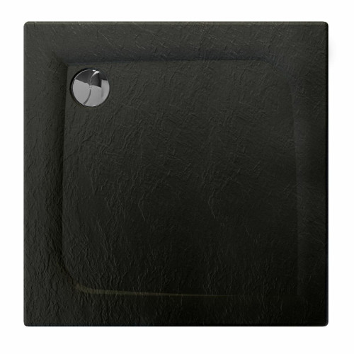 Allibert - Receveur de douche carré effet pierre Mooneo - L. 80 x l. 80 cm - Noir - Allibert