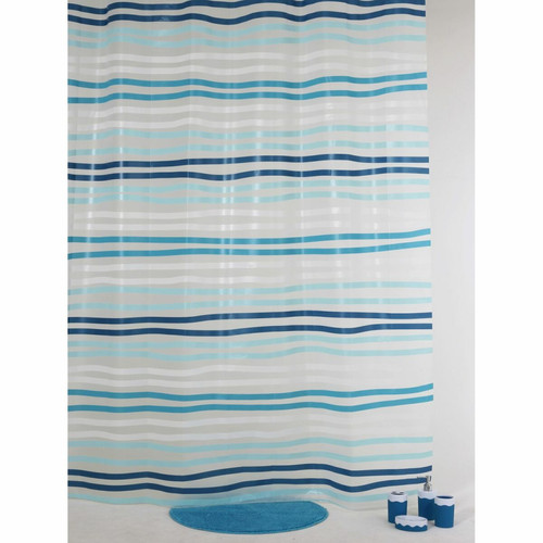 Allibert - Rideau de douche LINEA - 180 x 200 cm - Blanc Allibert - Rideaux douche Blanc et bleu