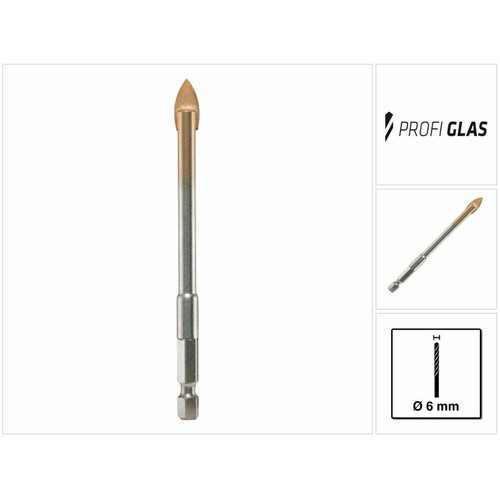 Accessoires vissage, perçage Alpen Alpen Profi Glas Foret à verre en métal dur 6,0 x 105 mm 1/4"
