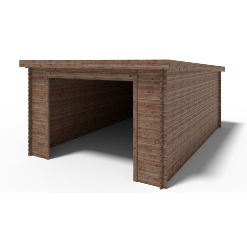 ALTANKA - Garage en bois | 24m2 | 4x6m | imprégnée | Ep. 28mm | couleur: marron ALTANKA  - Garages en bois