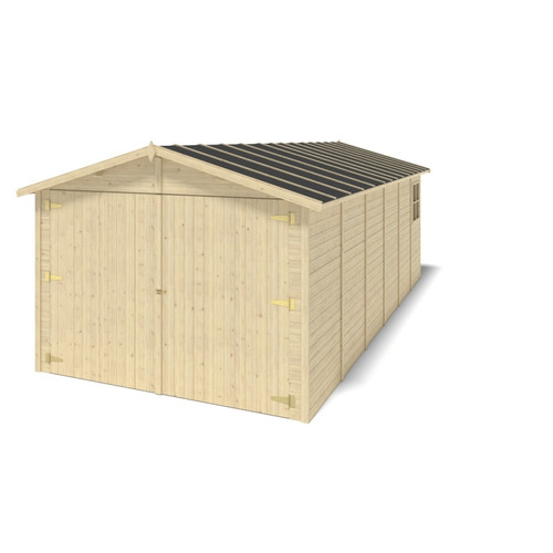 Garages en bois ALTANKA Garage en bois | 18,19m2 | 3,05x5,91m | Ep. 18mm | couleur: naturel