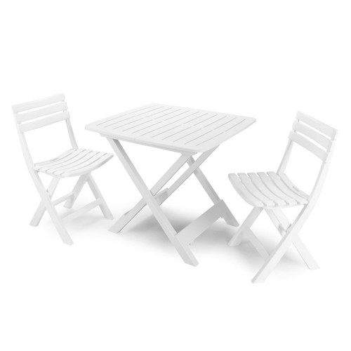 Séjours complets Alter Ensemble d'extérieur composé de : 2 chaises et 1 table, Made in Italy, couleur blanche
