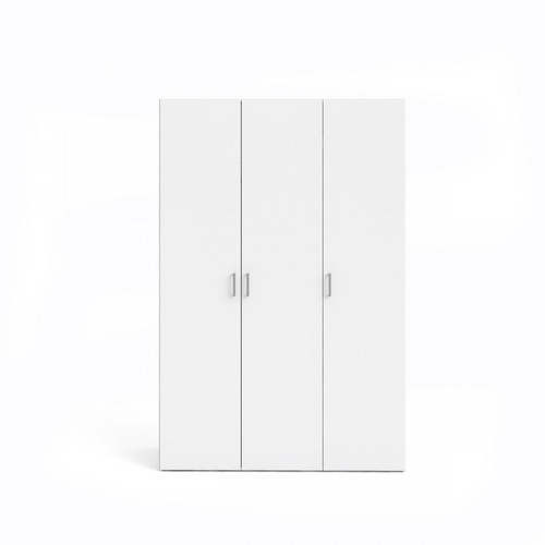 Alter Armoire à trois portes battantes avec quatre étagères internes et tringle à vêtements, couleur blanche, Dimensions 115 x 175 x 49 cm