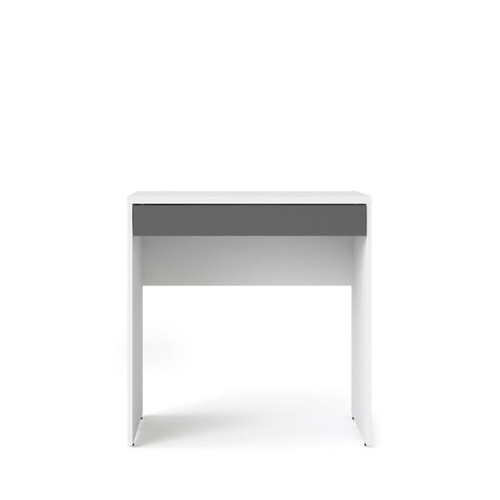 Alter Bureau linéaire avec un tiroir, couleur blanc et anthracite, Dimensions 74 x 76 x 48 cm