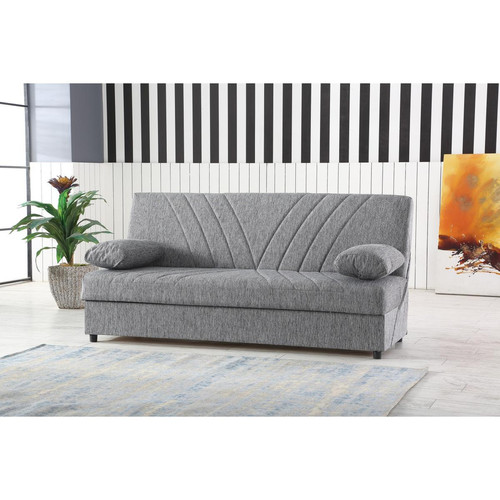 Alter - Canapé-lit conteneur 3 places, avec 2 coussins, 181 x 81 x 88h cm, couleur gris - Découvrez notre sélection de canapés !