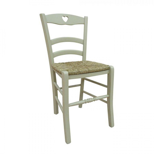 Alter - Chaise classique en bois avec détail coeur, Made in Italy, 45 x 47 x 88 cm, couleur sable, avec fond en paille Alter  - Chaise paille