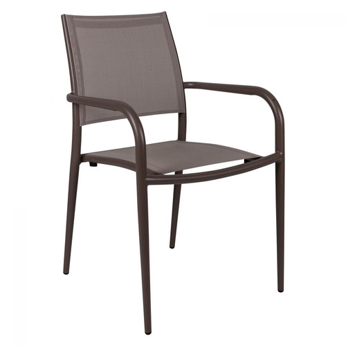 Alter - Chaise empilable en aluminium et textilène, coloris marron, 56 x 62 x h85 cm Alter  - Chaise aluminium