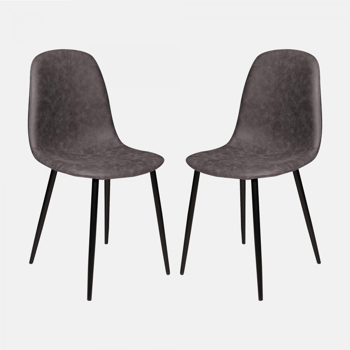 ensemble de 2 chaises modernes en éco-cuir, pour salle à manger, cuisine ou salon, cm 56x45h87, couleur gris