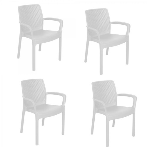 Alter - Ensemble de 4 chaises empilables effet rotin, Made in Italy, couleur blanche, Dimensions 54 x 82 x 60,5 cm Alter - Chaises