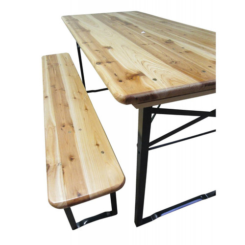 Alter Ensemble table et bancs refermables pour brasserie, couleur marron, La table mesure 150 x 76 x 70 cm, Le banc mesure 150 x 44 x 25 cm