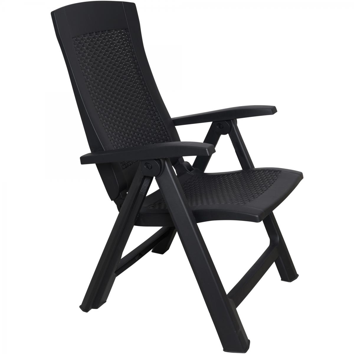 alter fauteuil pliant multiposition, effet rotin, made in italy, 59 x 67 x 106 cm, couleur anthracite  anthracite