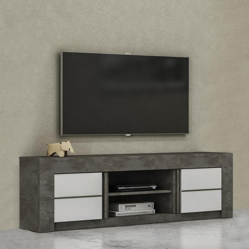 Alter - Meuble de salon meuble TV moderne, Buffet bas avec 2 portes, Made in Italy, 170x42xh52 cm, couleur Blanc et Oxyde Alter  - Salon, salle à manger