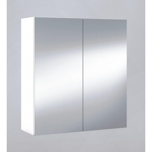 Alter - Meuble haut de salle de bain avec deux portes battantes miroir et deux étagères intérieures, coloris blanc brillant, 60 x 65 x 21 cm. - meuble bas salle de bain Blanc