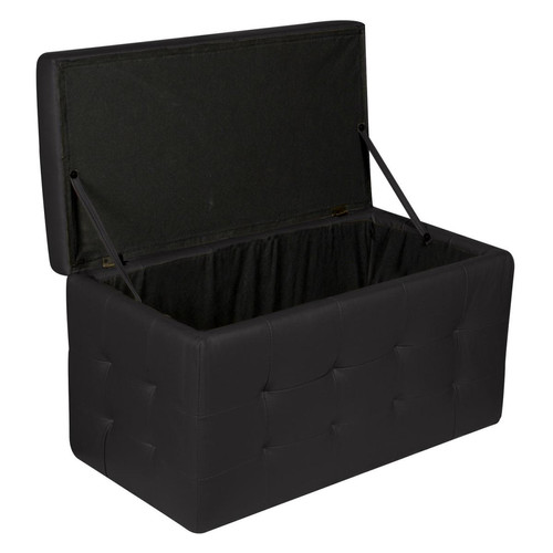 Alter - Pouf-conteneur en éco-cuir, couleur noire, Dimensions 84 x 49 x 44 cm Alter  - Pouf cuir noir