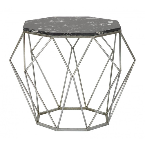 Alter - Table basse octogonale, structure en métal, avec plateau en marbre, couleur noire, Dimensions 68 x 52 x 68 cm - Porte-revues