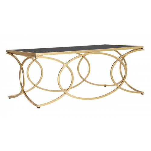 Alter - Table basse rectangulaire élégante, structure en métal doré, avec étagère en verre trempé, couleur noire, Dimensions 60 x 45 x 110 cm Alter   - Porte-revues
