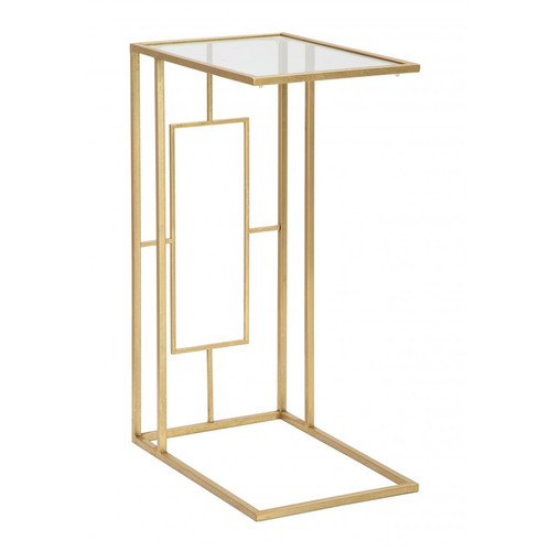 Alter - Table basse rectangulaire, en métal doré, avec plateau en verre, couleur or, Mesure 25,5 x 60 x 40,5 cm - Porte-revues