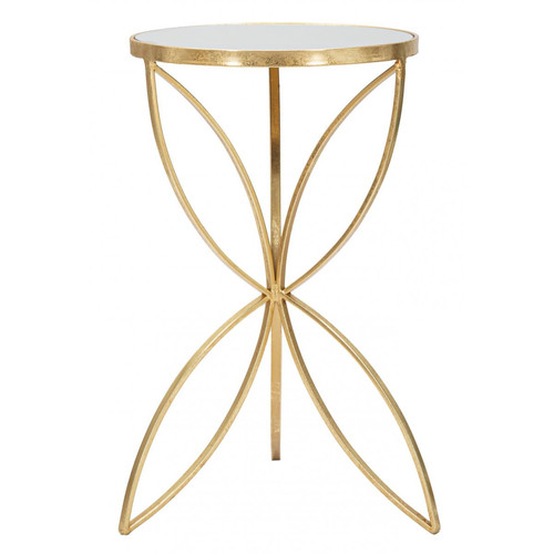 Alter - Table basse ronde élégante, structure en métal doré, avec plateau en verre miroir, couleur or, Mesures 35 x 60 x 35 cm - Porte-revues