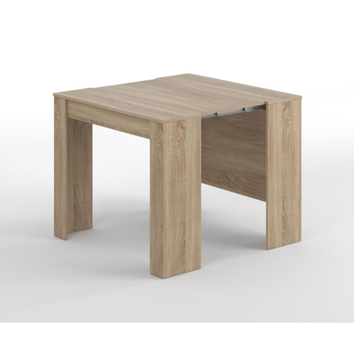 Armoire Table console extensible multifonction, couleur chêne canadien, dimensions 90 x 78 x 51 cm