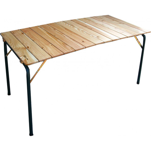 Alter - Table pliante double en acier et bois de mélèze, gris et marron, 140 x 70 x h72 cm Alter  - Table pliante