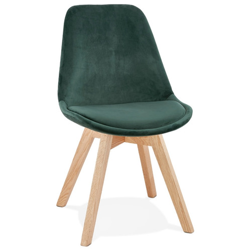 Alterego - Chaise en velours vert 'JOE' avec structure en bois naturel Alterego  - Tabourets Alterego
