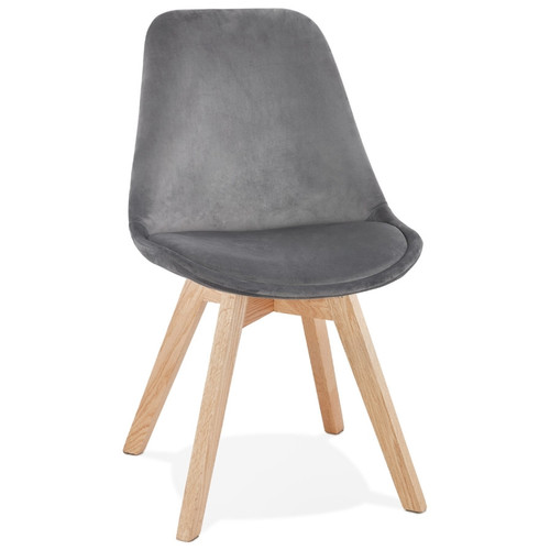 Alterego - Chaise en velours gris 'JOE' avec structure en bois naturel Alterego  - Tabourets Alterego