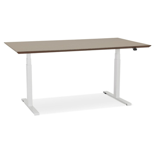 Alterego - Bureau assis-debout électrique 'BIONIK'avec plateau en bois finition Noyer et pied en métal blanc - 150x70 cm Alterego  - Mobilier de bureau