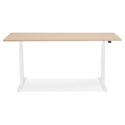 Bureaux Bureau assis debout électrique 'TRONIK' blanc avec plateau en bois finition naturelle - 140x70 cm