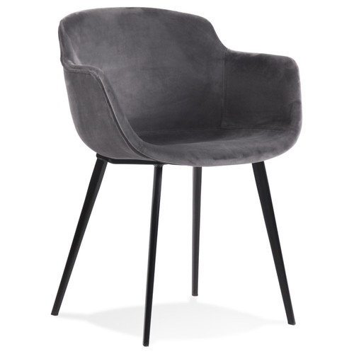 Alterego - Chaise avec accoudoirs 'ARMADA' en velours gris Alterego  - Chaises Design