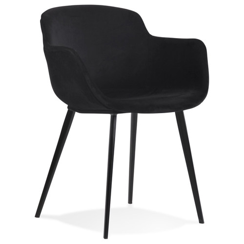 Alterego - Chaise avec accoudoirs 'ARMADA' en velours noir Alterego  - Chaises Design