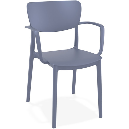 Alterego - Chaise avec accoudoirs 'GRANPA' en matière plastique gris foncé Alterego  - Alterego