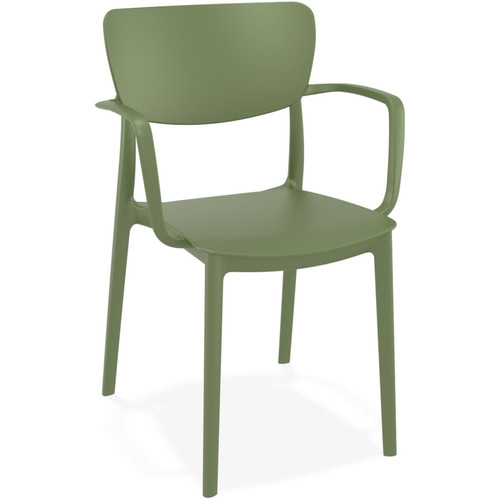 Alterego - Chaise avec accoudoirs 'GRANPA' en matière plastique verte Alterego  - Chaise scandinave grise Chaises
