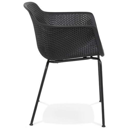 Chaises Chaise avec accoudoirs perforée 'DRAK' noire intérieure / extérieure