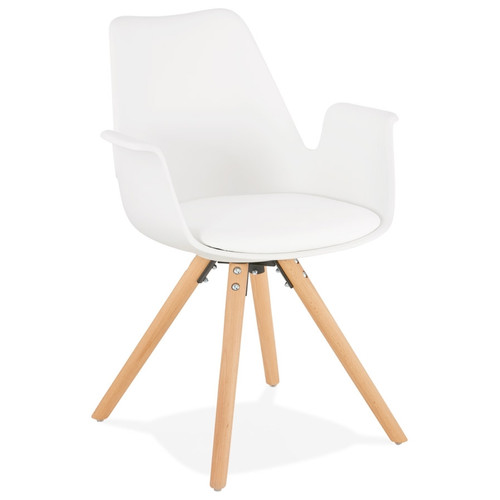 Alterego - Chaise avec accoudoirs 'ZALIK' blanche style scandinave Alterego  - Chaise scandinave Chaises