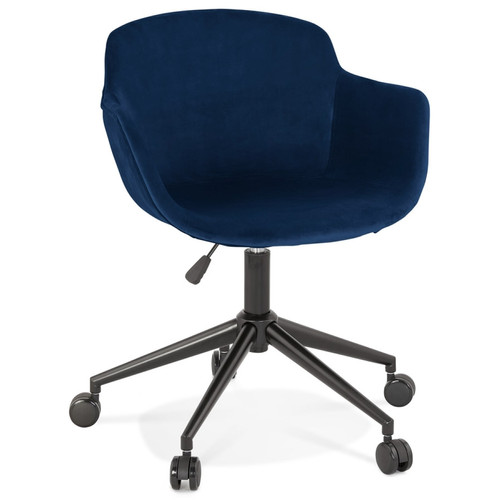 Alterego - Chaise de bureau 'ROLLING' en velours bleu sur roulettes Alterego  - Alterego