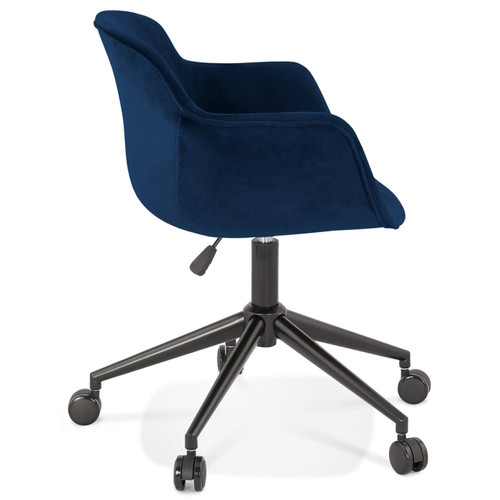 Chaises Chaise de bureau 'ROLLING' en velours bleu sur roulettes