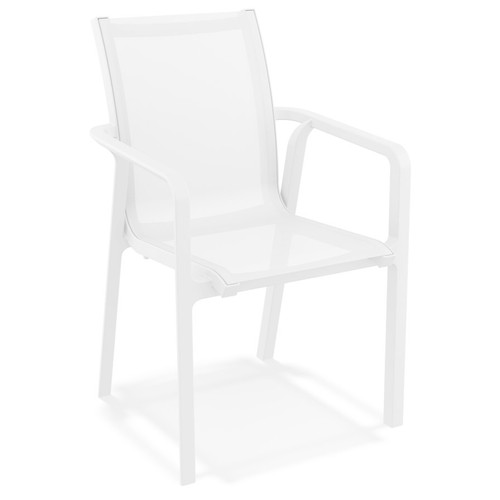 Alterego - Chaise de jardin avec accoudoirs 'CINDY' en matière plastique blanche empilable Alterego  - Alterego