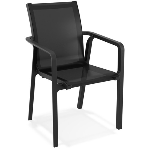 Alterego - Chaise de jardin avec accoudoirs 'CINDY' en matière plastique noire empilable Alterego  - Chaise avec accoudoirs Chaises