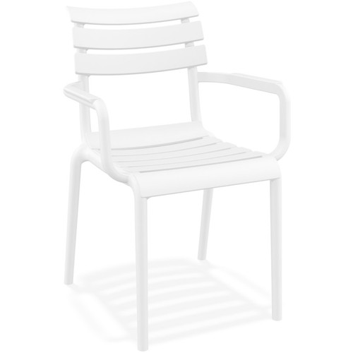 Alterego - Chaise de jardin avec accoudoirs 'FLORA' blanche en matière plastique Alterego  - Chaise avec accoudoirs Chaises