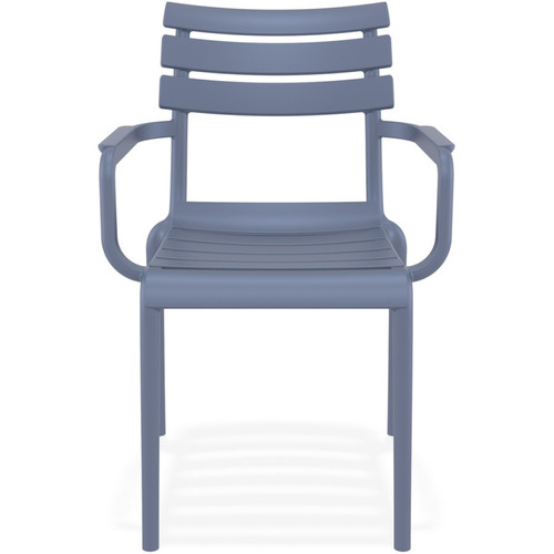 Alterego Chaise de jardin avec accoudoirs 'FLORA' gris foncé en matière plastique