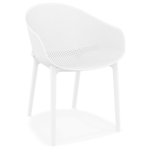 Alterego - Chaise de terrasse perforée 'LUCKY' blanche design Alterego  - Chaises Alterego