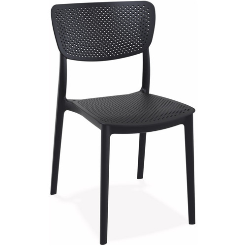 Chaises Alterego Chaise de terrasse perforée 'PALMA' en matière plastique noire