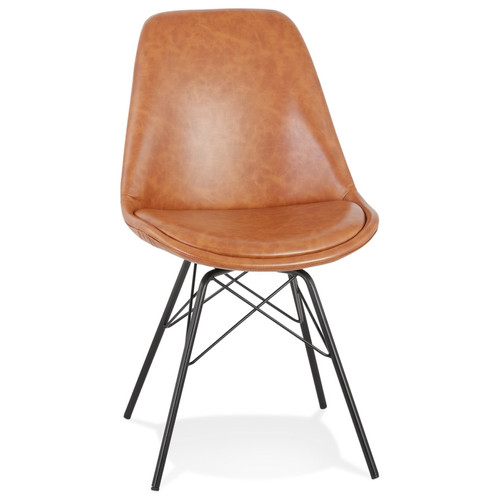 Alterego - Chaise design 'BRAVO' en matière synthétique brune et pieds en métal noir Alterego  - Chaises Design