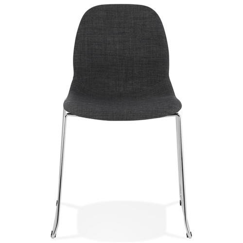 Alterego Chaise design 'DISTRIKT' en tissu gris foncé avec pieds en métal chromé