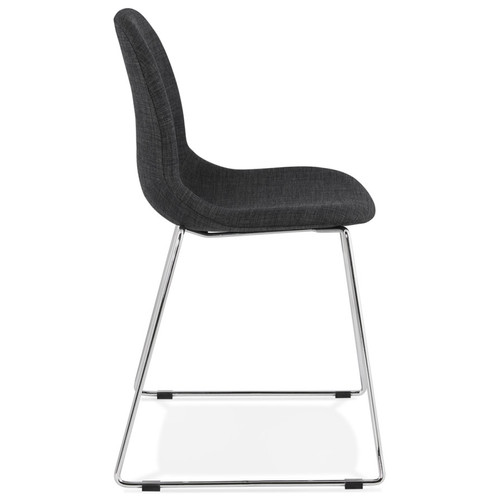 Chaises Chaise design 'DISTRIKT' en tissu gris foncé avec pieds en métal chromé