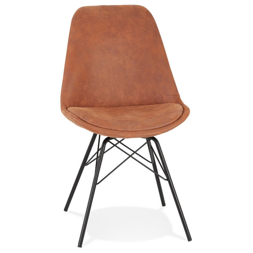 Alterego - Chaise design 'ROYAL' en microfibre brune et pieds en métal noir Alterego  - Chaises Marron