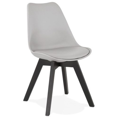 Alterego - Chaise design 'TAPAS' grise Alterego  - Chaise blanche pieds bois