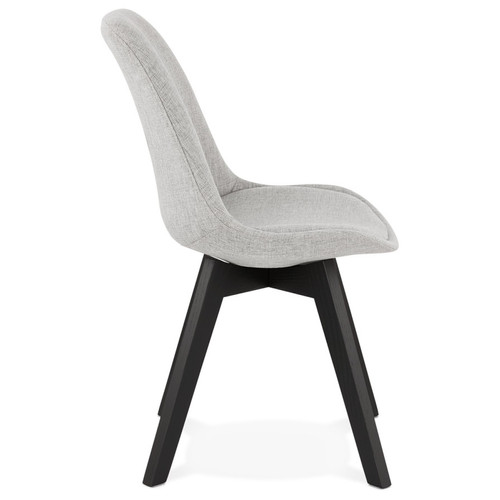 Chaises Chaise design 'WILLY' en tissu gris avec pieds en bois noir