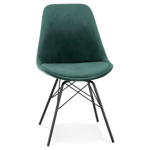 Alterego - Chaise design 'ZAZY' en velours vert et pieds en métal noir Alterego  - Alterego
