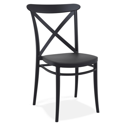 Alterego - Chaise empilable 'JACOB' style rétro en matière plastique noire Alterego  - Chaise empilable plastique